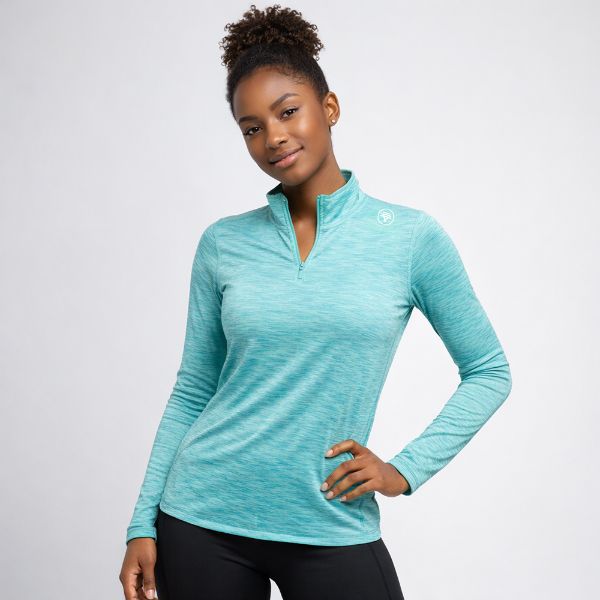 Picture of Ladies Performance Quarter Zip Tech Top Turquoise